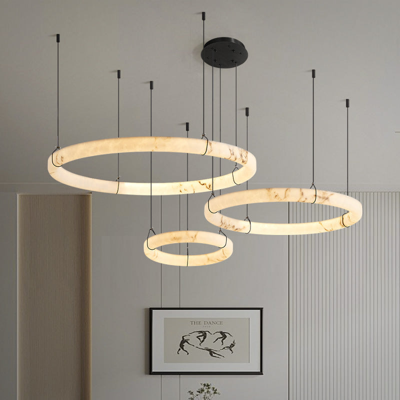 Elegant indoor chandelier with soft ambient lighting. Stylish luxury design for living room, dining room and villa home decoration.