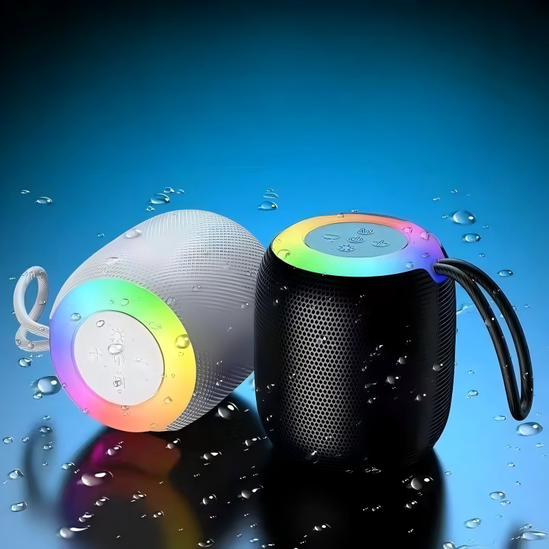 Compact portable Bluetooth speaker with clear stereo sound and long battery life. Lightweight design for indoor, outdoor travel and daily music playback.